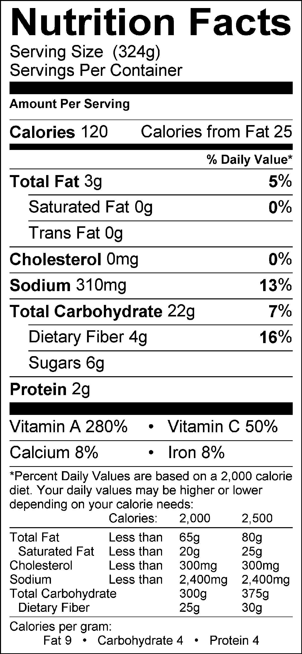 Panera Vegetarian Autumn Squash Soup Nutrition Facts