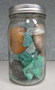 mason jar of rocks