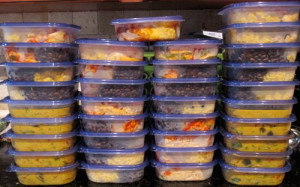 batch cooking containers in freezer